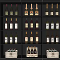 Elegant Wine Bottles And Wine Glasses Display On Organized Wooden Wine Rack Shelves
