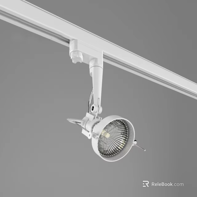 White Track Mounted Downlight Spotlight With Adjustable Design For Ceiling Lighting 3d model 