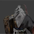Game Movie Character with White Hair Robed Outfit and Long Sword