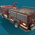Red Fire Truck With Emergency Lights Ladder And Emblem Design