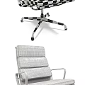 Modern Office Chairs With Black Leather And Brown Seats On Metal Swivel Frames