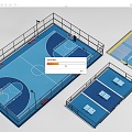 modern basketball court stadium volleyball court 3d model