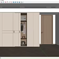 Modern Minimalist Built in Wardrobe with Sliding Doors and Hanging Clothes Storage