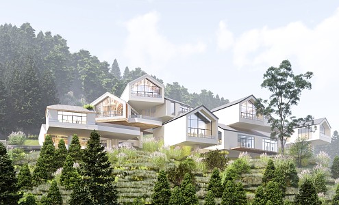 Cliff Hotel Mountain Villa Modern Mountain Homestay Hotel 3d model