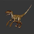 3D Dinosaur Character With Brown Yellow Striped Skin And Dynamic Standing Pose 3d model