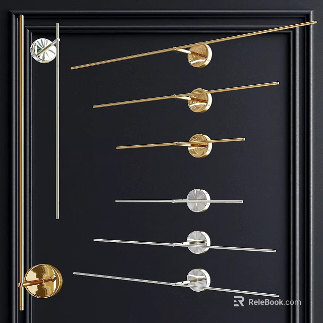 Modern Gold And Silver Wall Sconces With Metal Finish On Black Background 3d model 