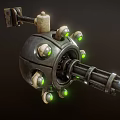 Mechanical Device With Spherical Structure Green Glowing Lights And Metal Components 3d model
