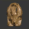 Golden Polygonal Bull Sculpture on Dark Background with Shiny Reflection