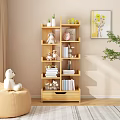 White Multi tiered Bookshelf with Books Stuffed Toys Vase Alarm Clock and Drawer