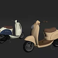 Vespa Retro Classic Scooters Two Units Beige And Blue White Colors