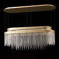 Elegant Modern Crystal Chandelier with Gold Circular Frame and Hanging Crystal Pendants