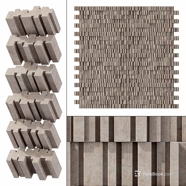Modular Textured Precast Concrete Building Components With Geometric Design And Stacked Arrangement 3d model 