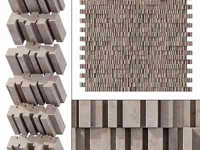 Modern brick stone line brick linear block brick 3d model