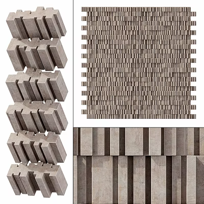 Modular Textured Precast Concrete Building Components With Geometric Design And Stacked Arrangement 3d model