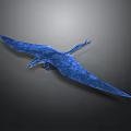 Blue Flying Creature 3D Model With Spread Wings On Dark Background
