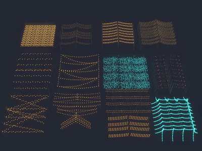 Colorful Decorative Lights with Grid Wave Mesh Patterns for Indoor Outdoor Festive Use 3d model