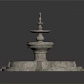 Three Tiered Garden Ornament Fountain With Blue Basin And Stone Base