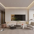 Modern Living and Dining Room Interior With Sofa Coffee Table Marble Counter And City View