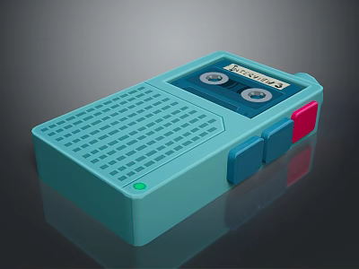 Retro Blue Computer Tape Drive With Tape Slot Grid Design And Control Buttons 3d model