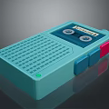 Retro Blue Computer Tape Drive With Tape Slot Grid Design And Control Buttons 3d model