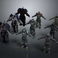 Multiple Sci Fi Armored Characters With Diverse Armor Styles And Poses