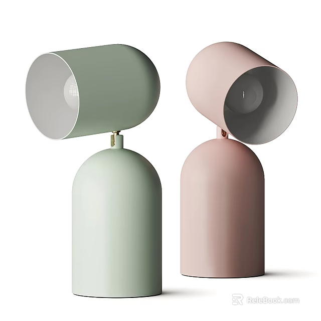 Modern Minimalist Table Lamps in Light Green and Pink for Home Decor with Sleek Design 3d model 