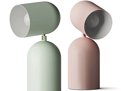 Modern Minimalist Table Lamps in Light Green and Pink for Home Decor with Sleek Design 3d model