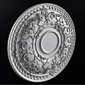 Artistic Detailed Carved White Plate With Intricate Floral And Curved Vine Patterns