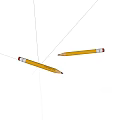Two Yellow Pencils with Red Eraser Tips on White Background