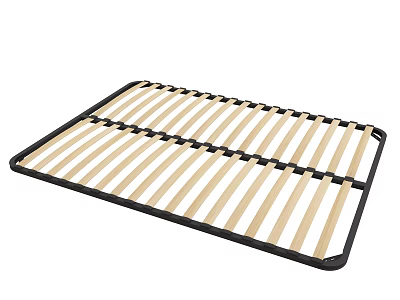 Sturdy Bed Frame Slat Support With Beige Wooden Slats And Black Border 3d model
