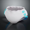 White Baby Diaper With Blue Square Accents And Ruffled Edge Design Soft Comfortable Clothing Accessory