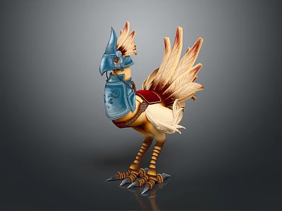 Armored Avian Creature With Knight Inspired Armor Golden Feathers And Metal Claws 3D Model Design 3d model