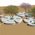 Modern Tree Pool Landscape Tree Pool Seat 3d model