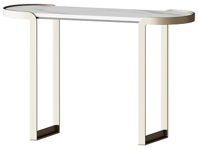 Modern Console Table With Sleek Metal Frame And Curved Glass Top 3d model