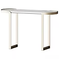 Modern Console Table With Sleek Metal Frame And Curved Glass Top