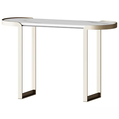 Modern Console Table With Sleek Metal Frame And Curved Glass Top 3d model