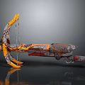3D Bow Sculpture With Carved Orange Accents And Metallic Texture Design