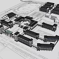 Chinese Style Modern Office Building with Traditional Roof Multi Storey Design and Front Steps