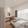 Spacious Hotel Guest Room With Wooden Floor And Artwork