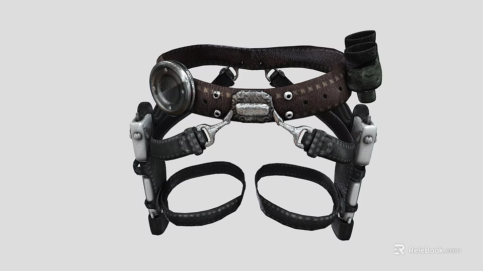 Leather Tactical Headband With Circular Gauge Metal Buckles And Adjustable Straps 3d model 