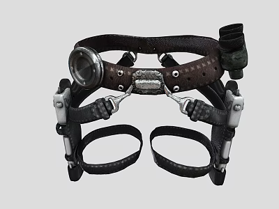 Leather Tactical Headband With Circular Gauge Metal Buckles And Adjustable Straps 3d model