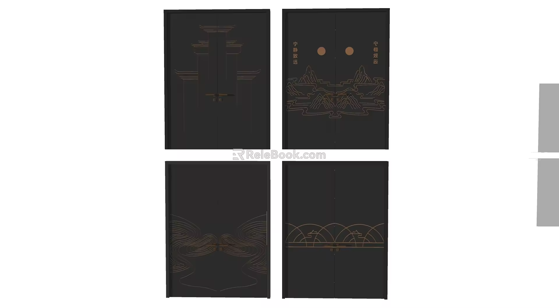 New Chinese Double Door 3d model