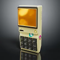 Vintage Beige Mobile Phone with Yellow Screen Numeric Keypad Green Call and Pink End Icons