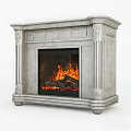 Ornate Stone Fireplace With Classic Carvings And Burning Flames Inside