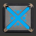 Futuristic Cube With Blue Glowing Cross Lines And Metallic Geometric Patterns