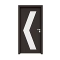 Dark Hinged Door With White Arrow Pattern And Silver Handle Design 3d model
