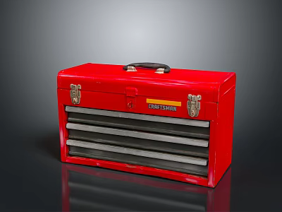 Sturdy Red Metal Toolbox with Multiple Drawers for Hardware Tools Storage 3d model