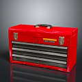 Sturdy Red Metal Toolbox with Multiple Drawers for Hardware Tools Storage 3d model