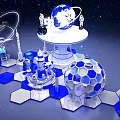 Space Themed Check In Photo Spot With Space Station Rocket Globe And Starry Sky Backdrop