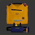 High Visibility Yellow Safety Vest with Red Device and Blue Base